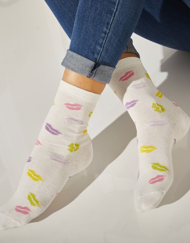 Chaussettes fantaisie à motifs girly - lot de 3 (écru) Chaussettes fantaisie à motifs girly - lot de 3 (écru)