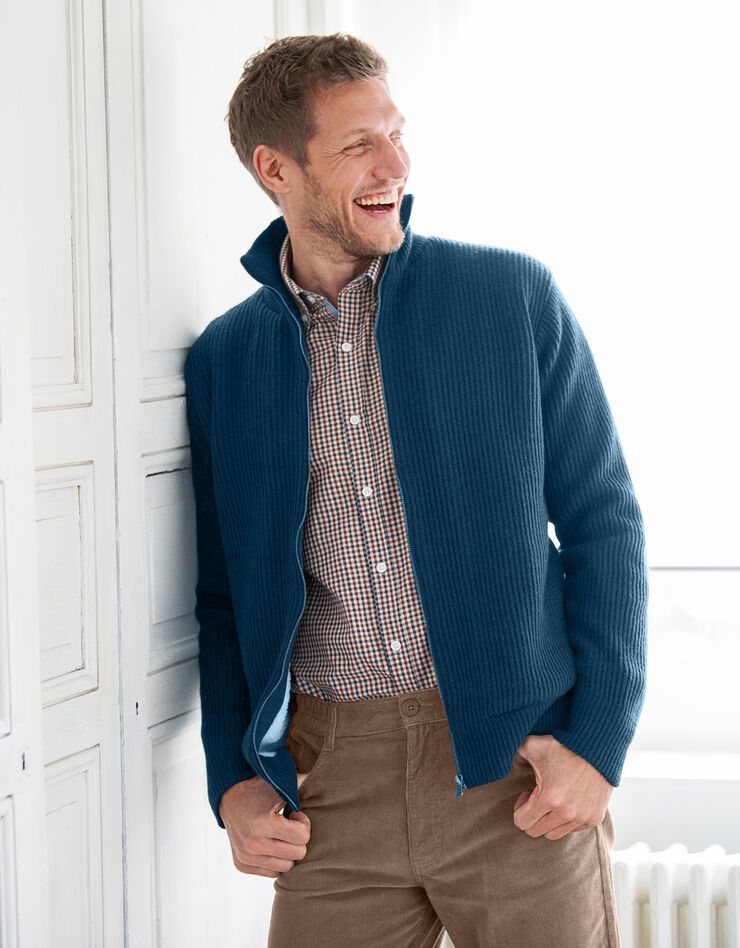 Blouson côte anglaise intérieur fourré (bleu) Blouson côte anglaise intérieur fourré (bleu)
