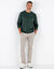 Pull pur coton col rond manches longues (vert chiné)