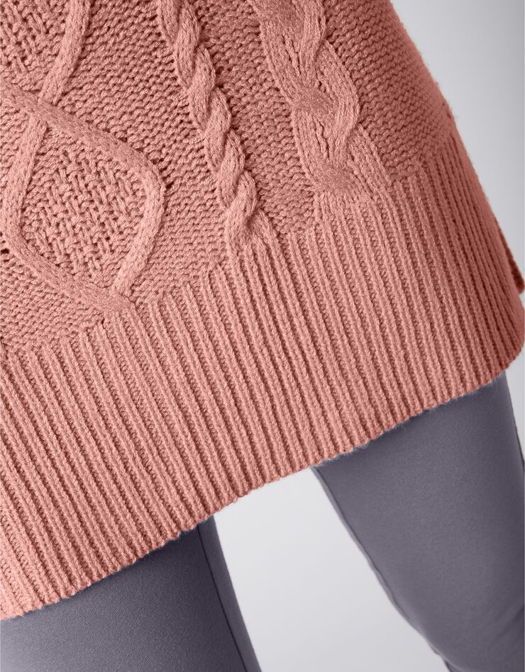 Pull tunique torsadé manches longues toucher cachemire (bois de rose) Pull tunique torsadé manches longues toucher cachemire (bois de rose)