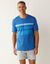 Pyjama short coton rayures placées col rond (bleu / gris)