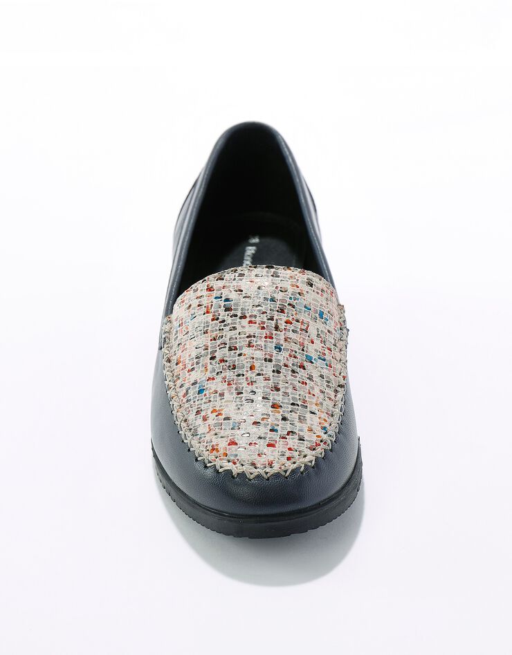 Mocassins largeur confort en cuir souple - imprimé marine (marine) Mocassins largeur confort en cuir souple - imprimé marine (marine)