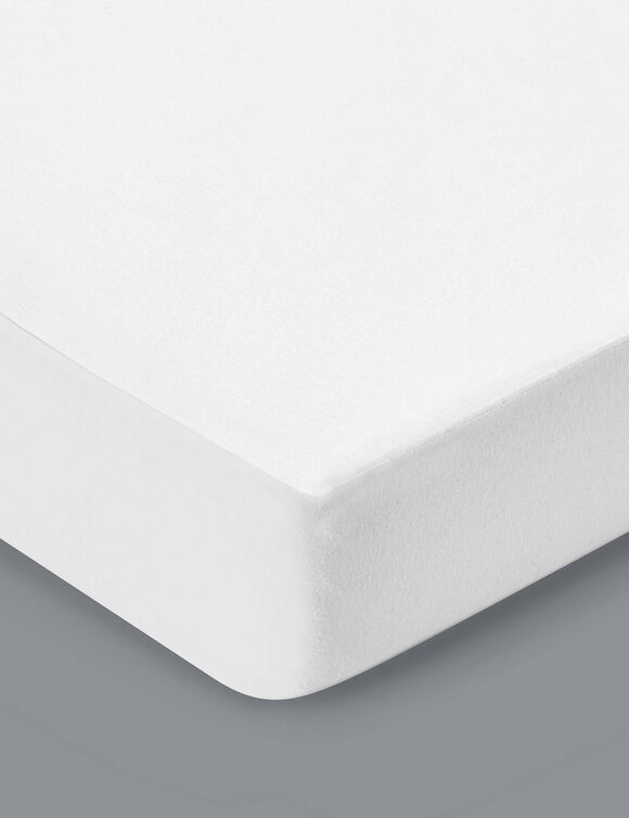 Protège-matelas imperméable molleton coton recyclé bonnets 29 cm (blanc)