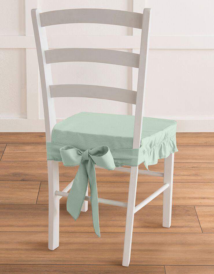 Housse chaise unie volantée coton bachette (vert amande) Housse chaise unie volantée coton bachette (vert amande)