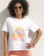 T-shirt imprimé, volume loose (blanc / pêche)