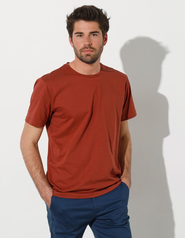T-shirt col rond manches courtes (rouille)