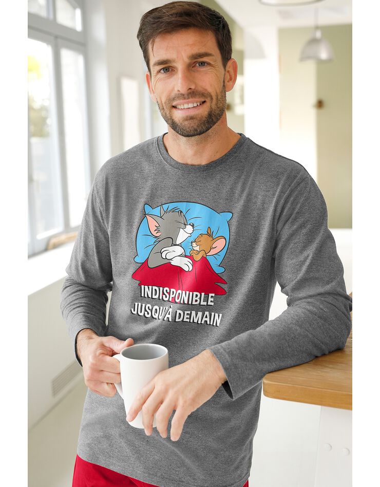 Pyjama Tom&Jerry® manches longues (gris chiné / bordeaux) Pyjama Tom&Jerry® manches longues (gris chiné / bordeaux)