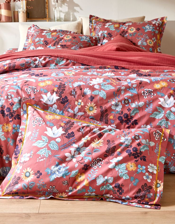 Linge de lit Kelly en coton imprimé floral (bois de rose)