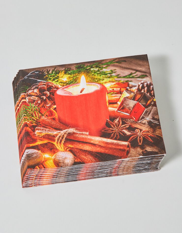 Serviettes en papier "bougie" - lot de 20 (rouge)