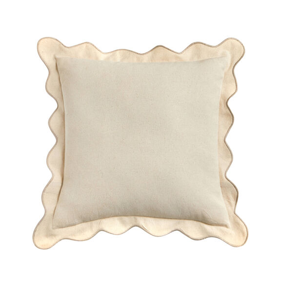 Coussin uni coton finition feston (naturel)