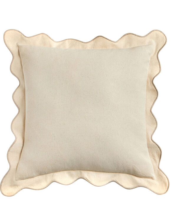 Coussin uni coton finition feston (naturel)
