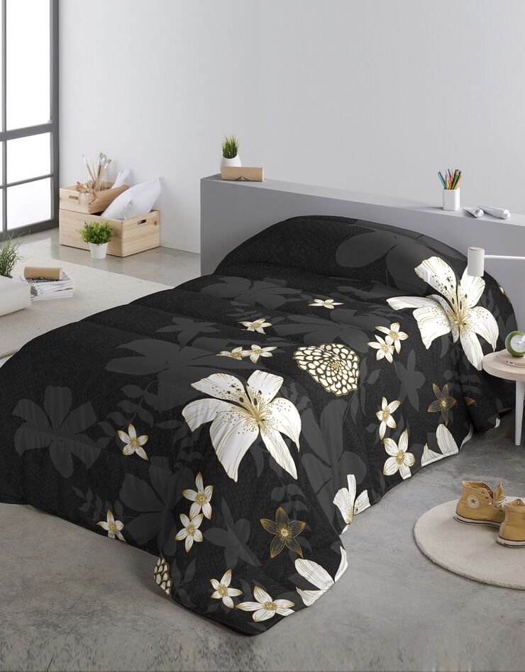 Couette microfibre imprimée fleurs 200 g/m² (noir) Couette microfibre imprimée fleurs 200 g/m² (noir)