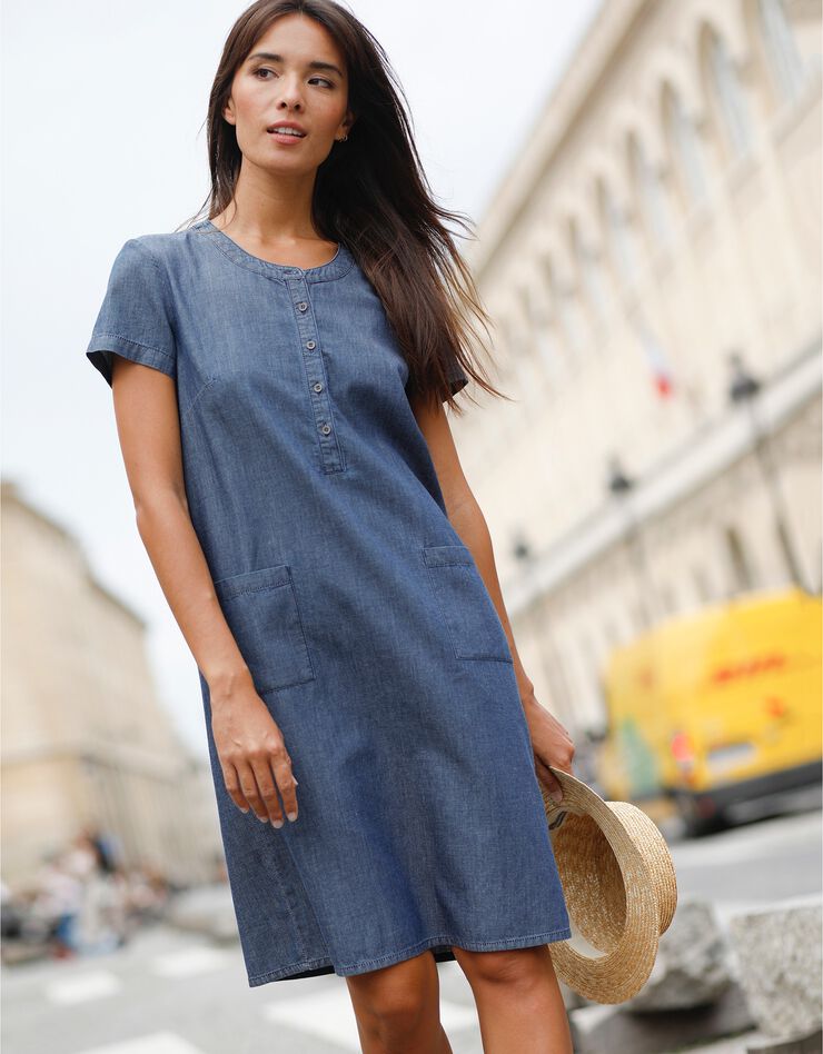Robe forme housse denim léger (stone) Robe forme housse denim léger (stone)