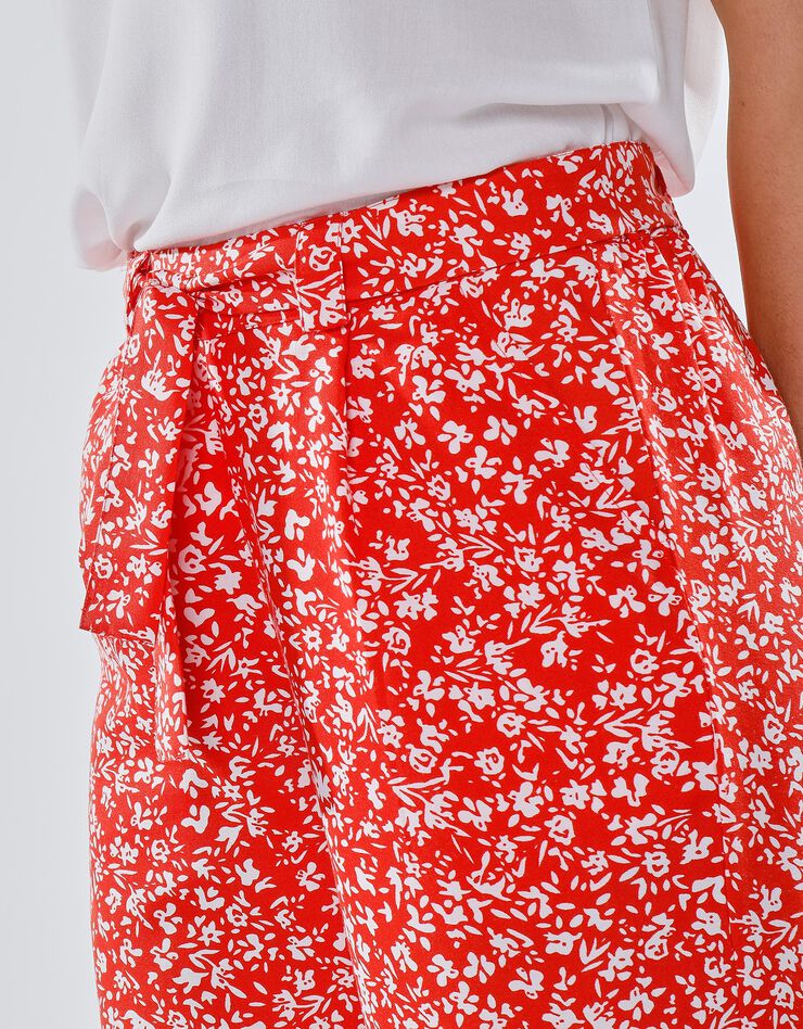 Pantalon large ceinturé imprimé bicolore (orange / écru)