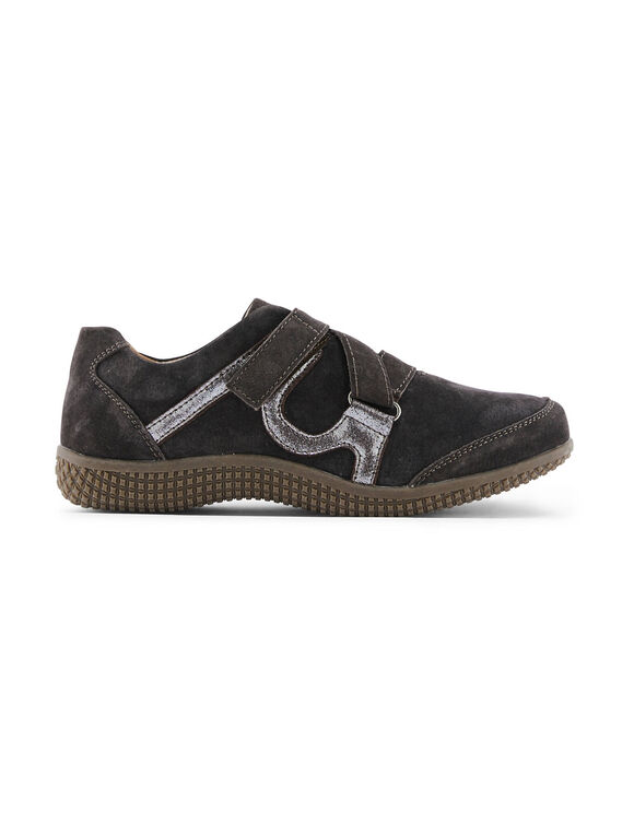 Derbies scratch&eacute;es en cuir largeur large (chocolat)
