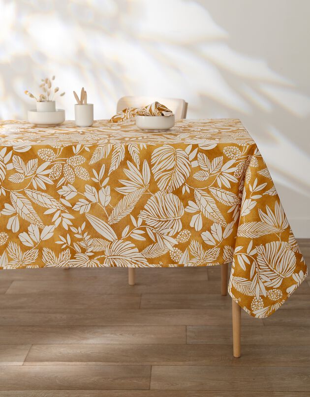 Nappe anti-taches imprimé végétal (jaune)