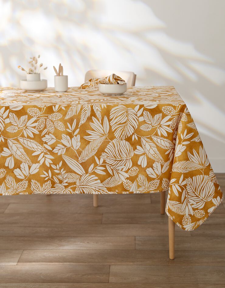 Nappe anti-taches imprimé végétal (jaune)