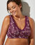 Soutien-gorge grand maintien coton imprimé fleuri "Capella" - sans armatures (prune)