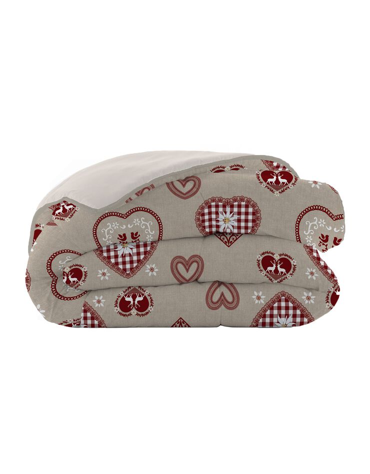 Couette microfibre imprimée chalet 200 g/m² (rouge / beige)