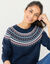 Pull jacquard, laine d'agneau (marine / rose)