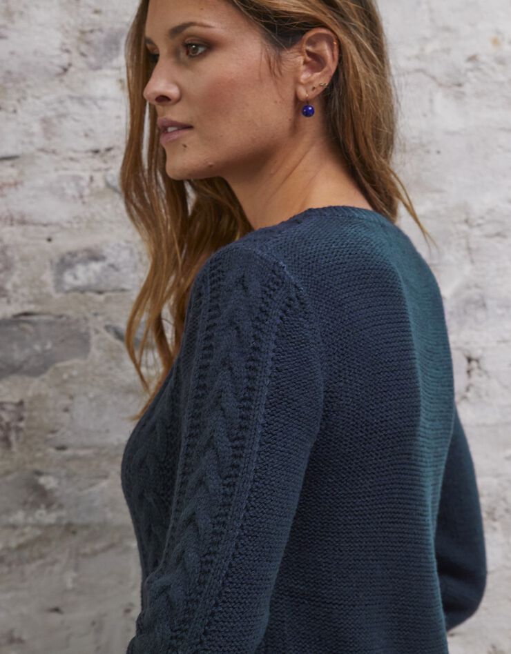 Cardigan femme boutonné torsadé toucher cachemire (marine) Cardigan femme boutonné torsadé toucher cachemire (marine)
