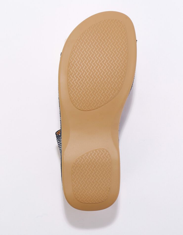 Sandales compensées scratchées à ouverture totale, cuir irisé (bleu) Sandales compensées scratchées à ouverture totale, cuir irisé (bleu)