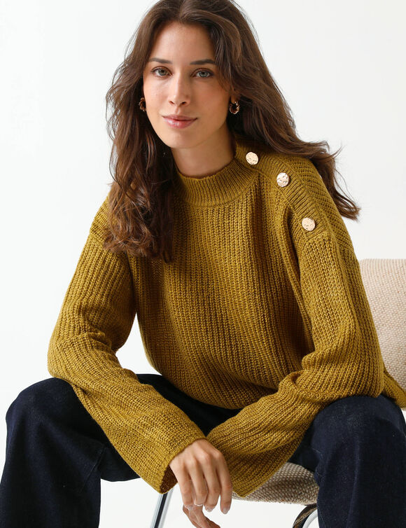 Pull loose, manches longues et larges, maille anglaise (bronze)
