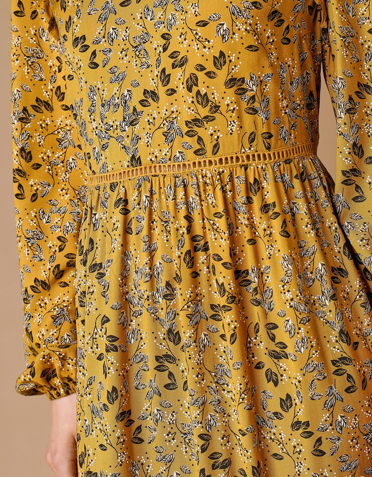 Robe longue imprimée base volantée (miel) Robe longue imprimée base volantée (miel)