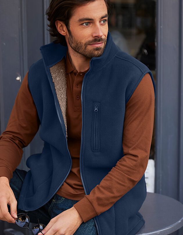 Veste polaire zippée  sans manches (marine)