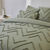 Linge de lit Amezia finition tuft&eacute; en relief - coton lav&eacute; 57 fils/cm&sup2; (kaki clair)