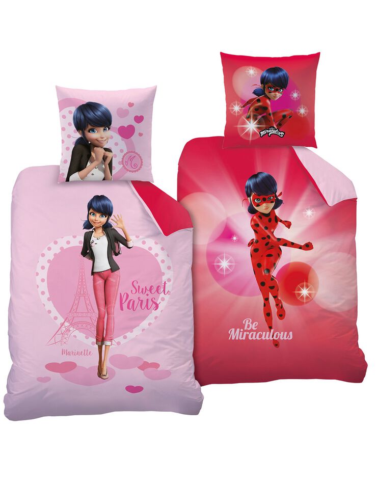 Parure de lit enfant Miraculous® 1 personne - coton (rose)