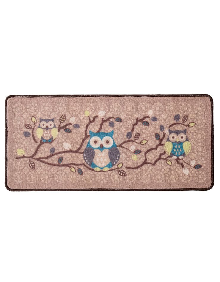 Tapis cuisine beige imprimé chouettes (beige) Tapis cuisine beige imprimé chouettes (beige)