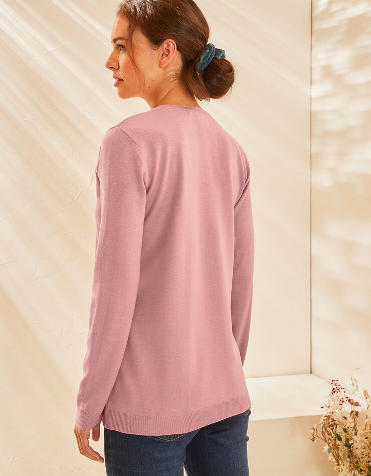 Pull col V toucher cachemire (rose grisé) Pull col V toucher cachemire (rose grisé)