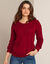 Pull col rond, maille torsadée (rouge foncé)