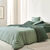Linge de lit uni bicolore coton (eucalyptus / vert amande)