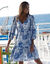 Robe courte imprimé fleuri (écru / bleu)
