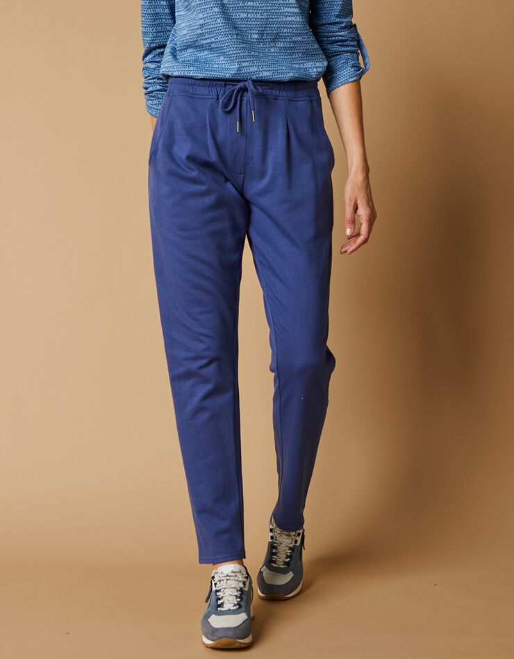 Pantalon jogpant ceinture élastiquée molleton  (bleu jean)