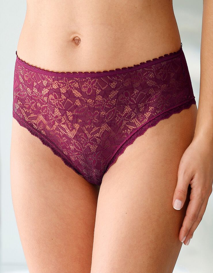Culotte dentelle forme tanga taille haute - lot de 2 (prune) Culotte dentelle forme tanga taille haute - lot de 2 (prune)