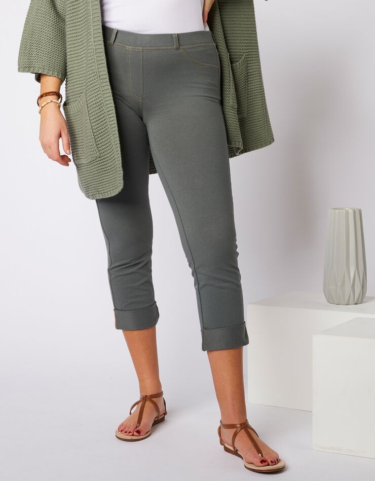 Jegging court maille effet denim - kaki (kaki) Jegging court maille effet denim - kaki (kaki)