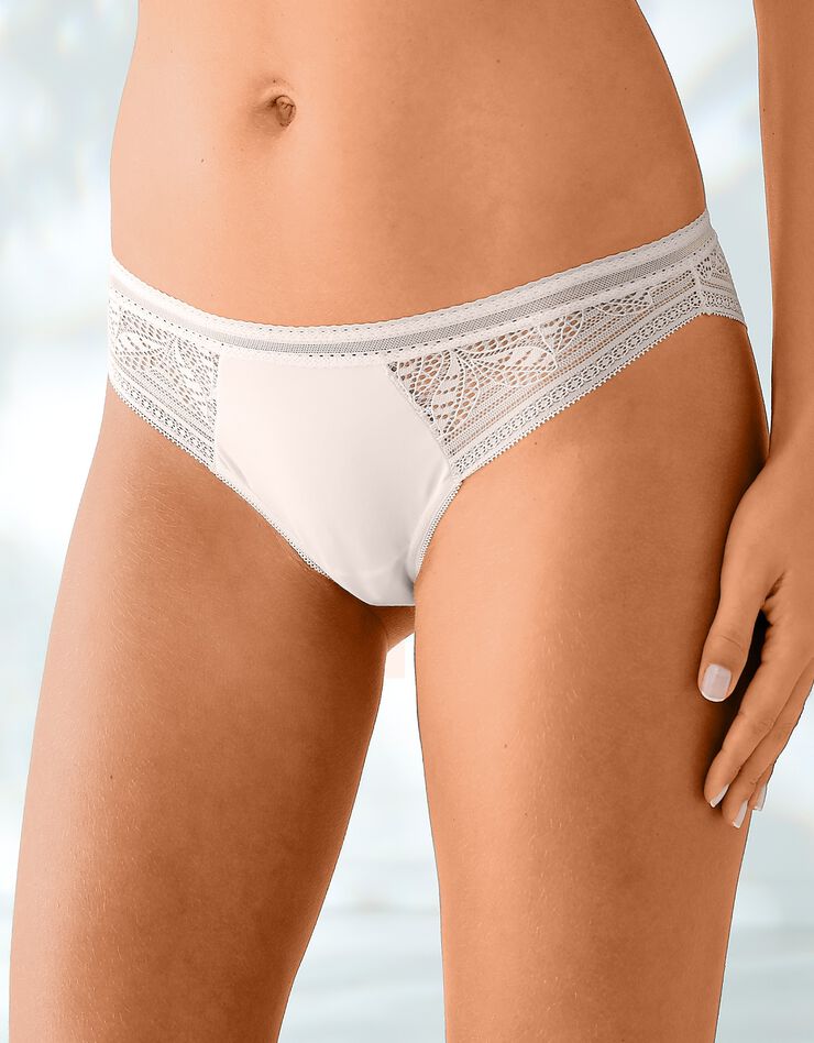 Culotte forme tanga microfibre et dentelle stretch - lot de 2 (ivoire) Culotte forme tanga microfibre et dentelle stretch - lot de 2 (ivoire)