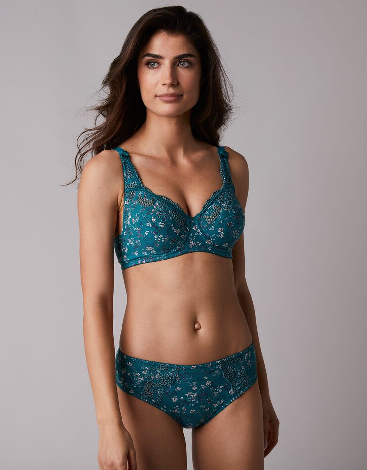 Soutien gorge forme emboîtante imprimé "feuillage" brodé Olbia - avec armatures (vert) Soutien gorge forme emboîtante imprimé "feuillage" brodé Olbia - avec armatures (vert)