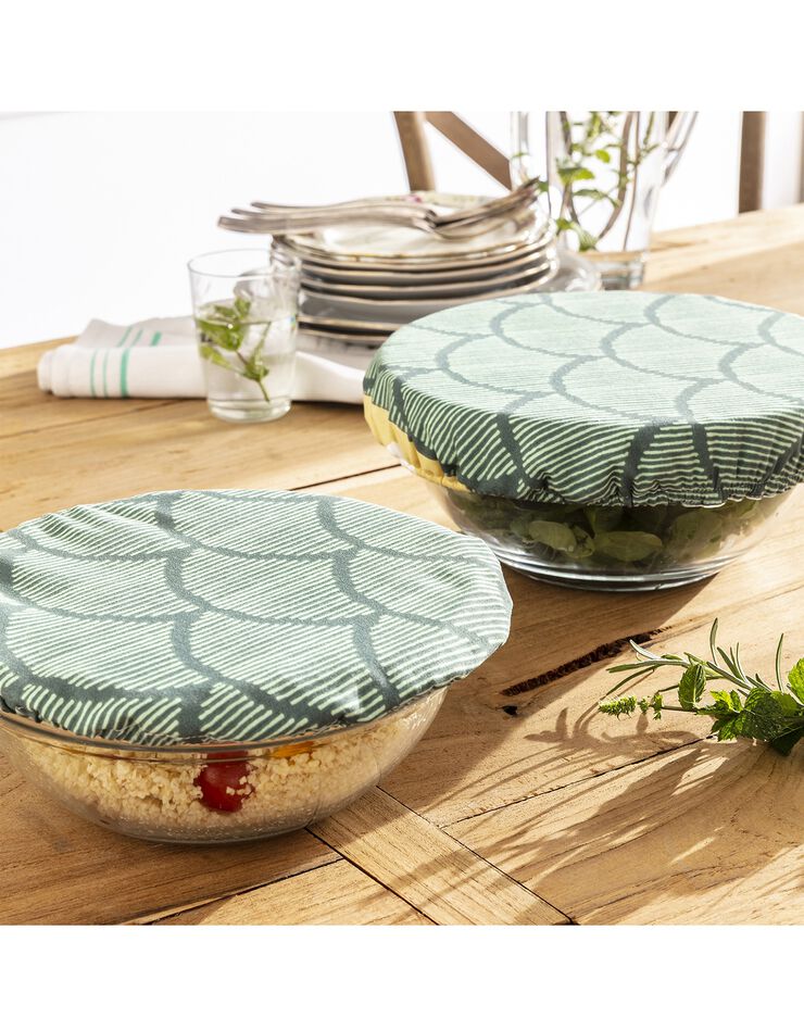 Charlotte alimentaire de conservation élastiquée, lot de 2 - collection upcycling (vert) Charlotte alimentaire de conservation élastiquée, lot de 2 - collection upcycling (vert)
