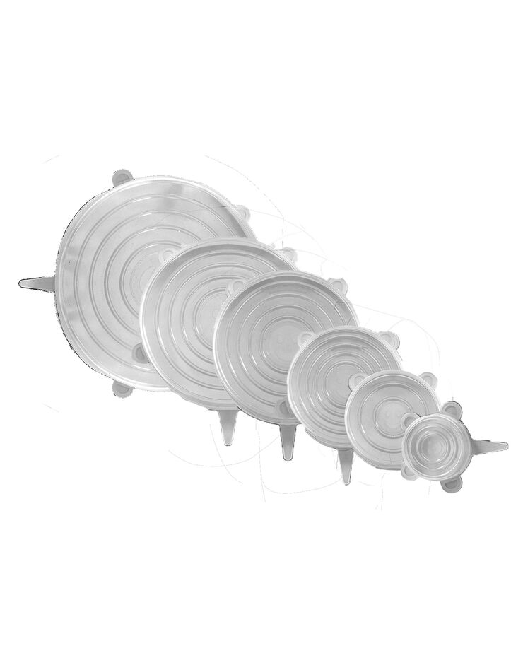 Couvre-pots extensibles ronds en silicone transparent - lot de 6 (transparent)