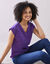 T-shirt col V, maille fantaisie brillante (violet)