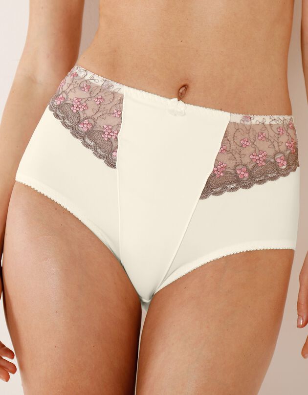 Gainette microfibre tulle brodé Caminata (ivoire)