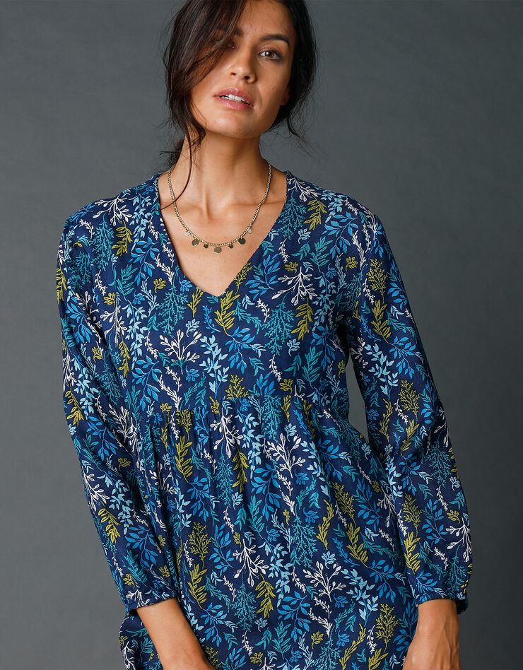Robe imprimée col V (marine / vert) Robe imprimée col V (marine / vert)