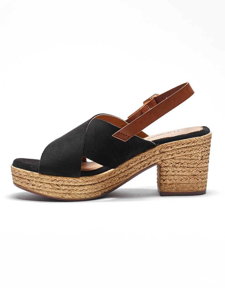 Sandales compensées dessus croisé noir (noir) Sandales compensées dessus croisé noir (noir)