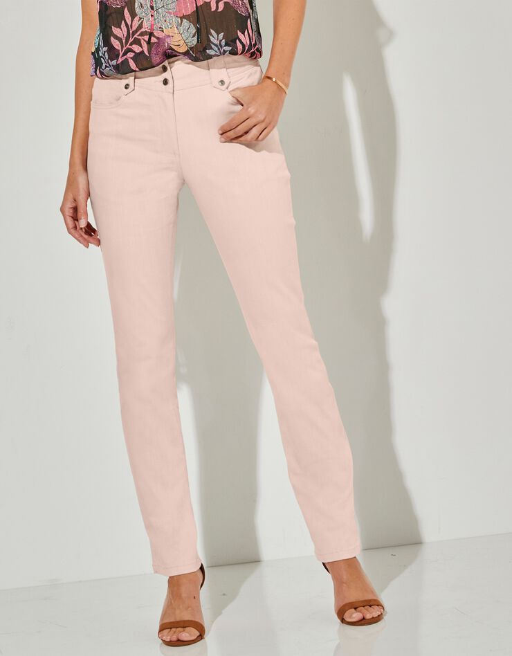 Pantalon droit taille haute effet denim - petite stature (beige rosé)