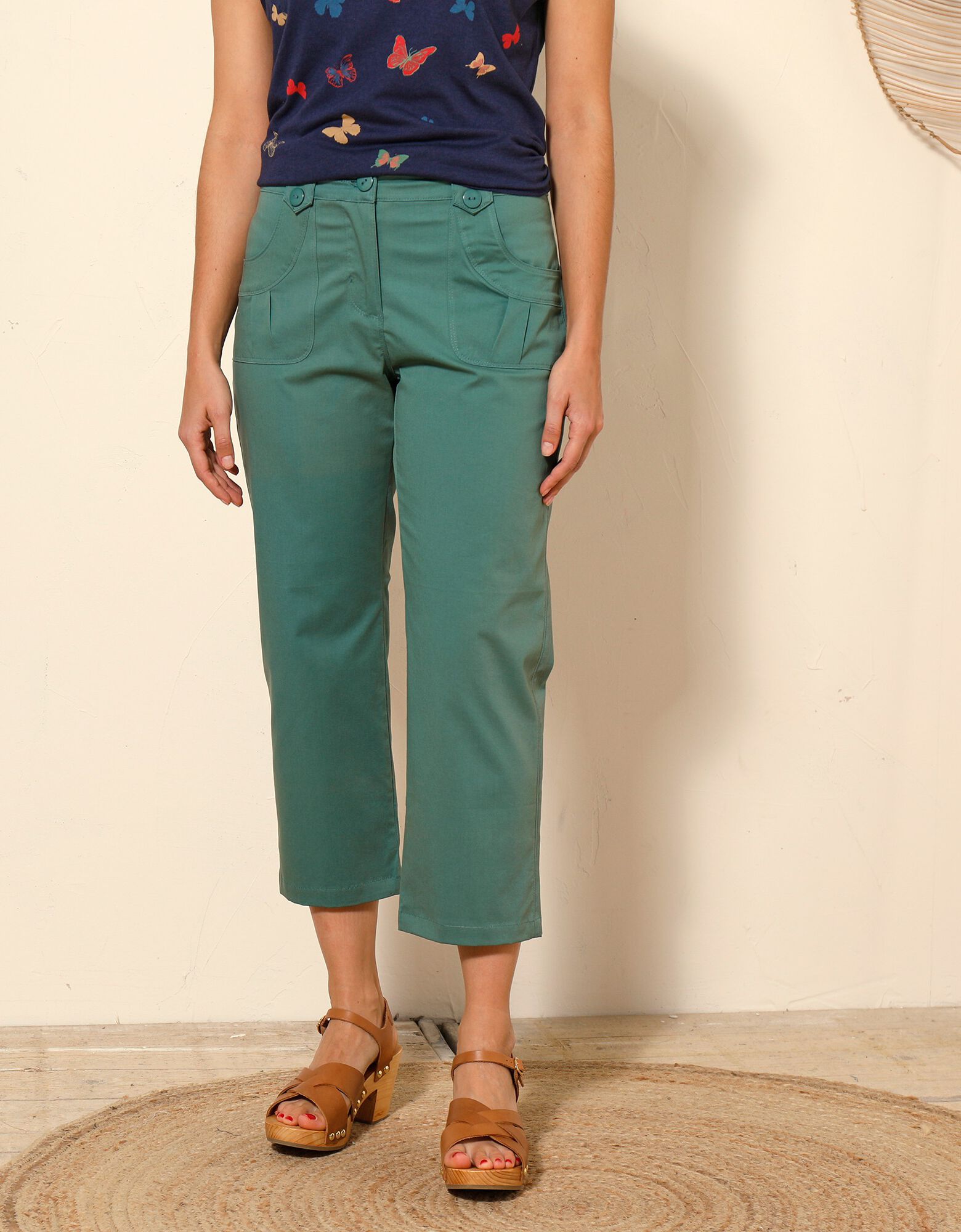 Pantacourt Roxy Vert Foncé Femme Taille 42 - Coton Mélangé - Neuf #1