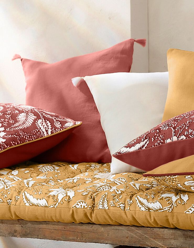 Housse de coussin unie 100% lin lavé - lot de 2 (blanc) Housse de coussin unie 100% lin lavé - lot de 2 (blanc)